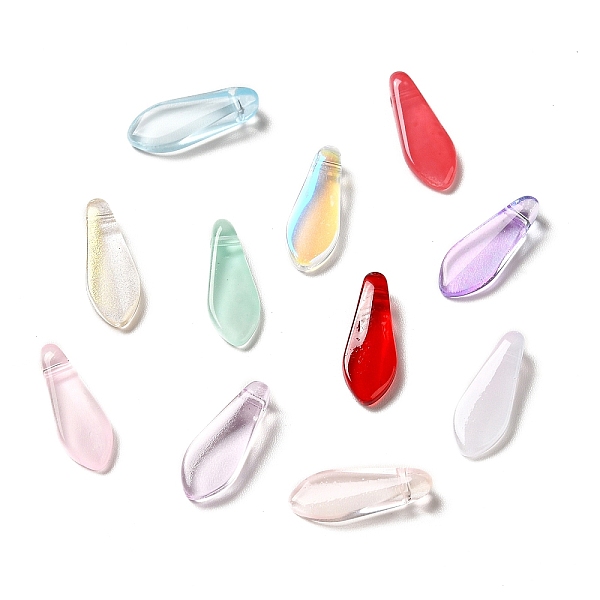 

PandaHall Spray Painted Transparent Glass Beads, Top Drilled, Teardrop, Mixed Color, 16x6x4mm, Hole: 1mm Glass Teardrop Multicolor