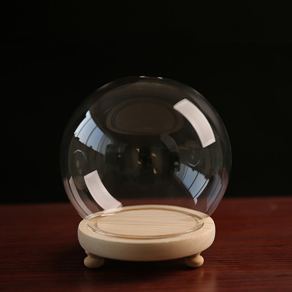 

PandaHall High Borosilicate Glass Dome Cover, Decorative Display Case, Cloche Bell Jar Terrarium with Feet Wood Base, Clear, 150mm Glass...