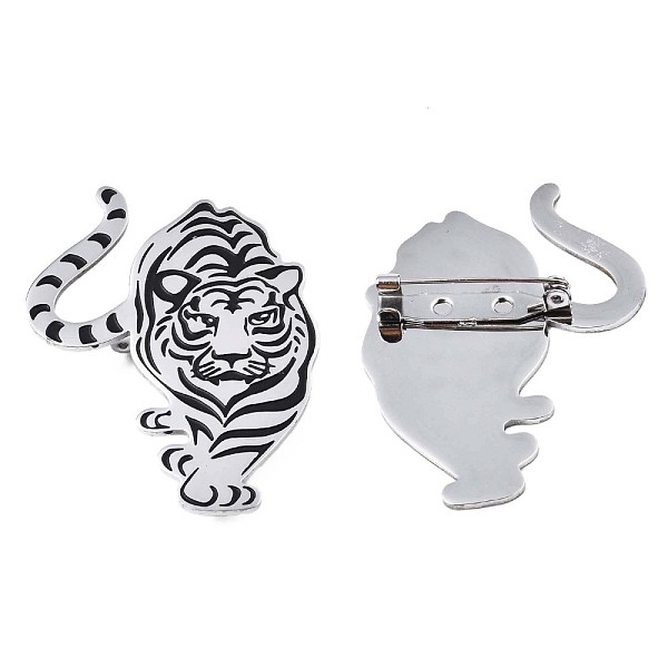 

PandaHall 201 Stainless Steel Tiger Lapel Pin, Animal Badge for Backpack Clothes, Nickel Free & Lead Free, Stainless Steel Color, 52x37x7mm...