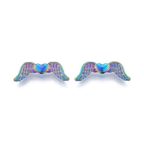 

PandaHall Rack Plating Alloy Beads, Wing with Heart, Rainbow Color, 7x20x3mm, Hole: 1.5mm Alloy Wing