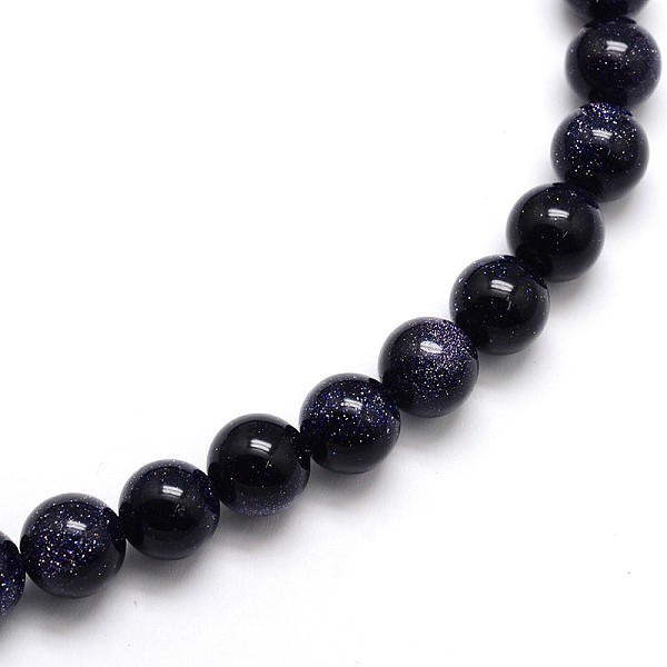

PandaHall Synthetic Blue Goldstone Round Beads Strands, 6mm, Hole: 1mm, about 65pcs/strand, 15.5 inch Blue Goldstone Round