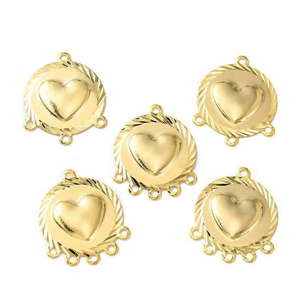 

PandaHall Brass Chandelier Component Links, Lead Free & Cadmium Free, Flat Round with Heart Pattern, Real 24K Gold Plated, 25x20.5x1.2mm...