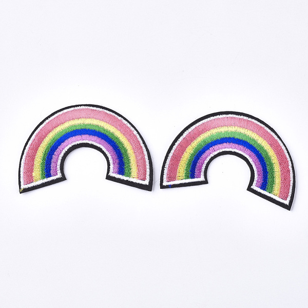 

PandaHall Computerized Embroidery Cloth Iron On Patches, Costume Accessories, Appliques, Rainbow, Colorful, 37.5x65.5x1.5mm Cloth Rainbow