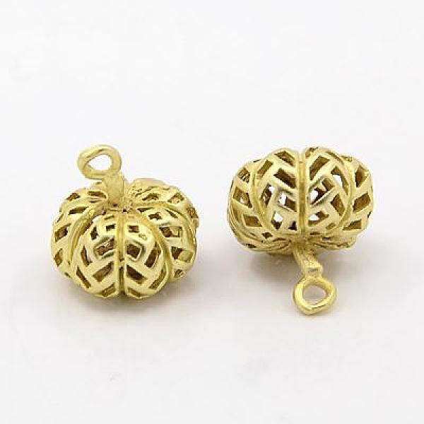 

PandaHall Brass Hollow Pendants, Pumpkin, Golden, 13x11mm, Hole: 1.6mm Brass Pumpkin