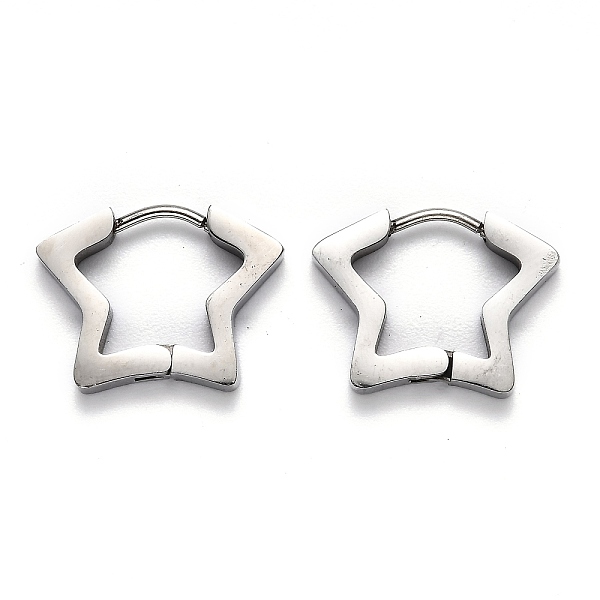 

PandaHall 304 Stainless Steel Star Huggie Hoop Earrings, Stainless Steel Color, 14x18.5x3mm, Pin: 1mm 304 Stainless Steel Star