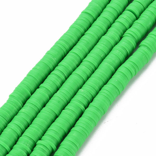 

PandaHall Handmade Polymer Clay Bead Strands, Heishi Beads, Disc/Flat Round, Lime Green, 6x0.5~1mm, Hole: 2mm, about 320~447pcs/strand...