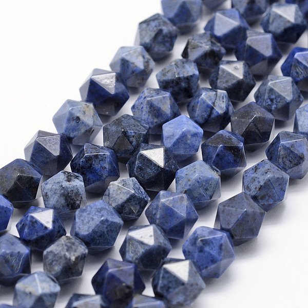 

PandaHall Natural Dumortierite Quartz Beads Strands, Star Cut Round Beads, Faceted, 8~8.5mm, Hole: 1mm, about 48~50pcs/strand, 14.9~15.1..., Blue