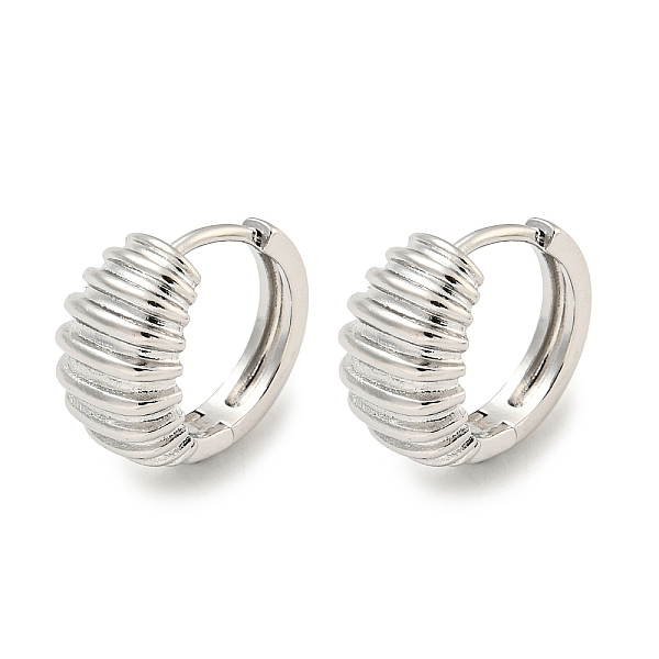 

PandaHall Brass Hoop Earrings, Real Platinum Plated, 14x8.5mm Brass Round