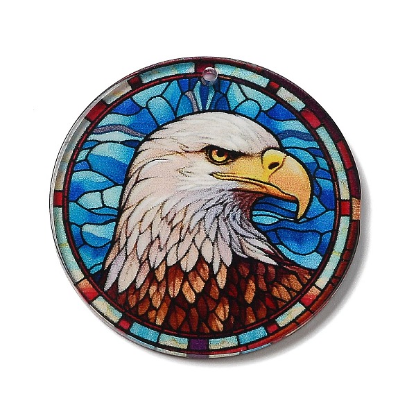 

PandaHall Opaque Acrylic Pendants, Flat Round with Eagle, WhiteSmoke, 37.5~38x2mm, Hole: 1.6mm Acrylic Flat Round White
