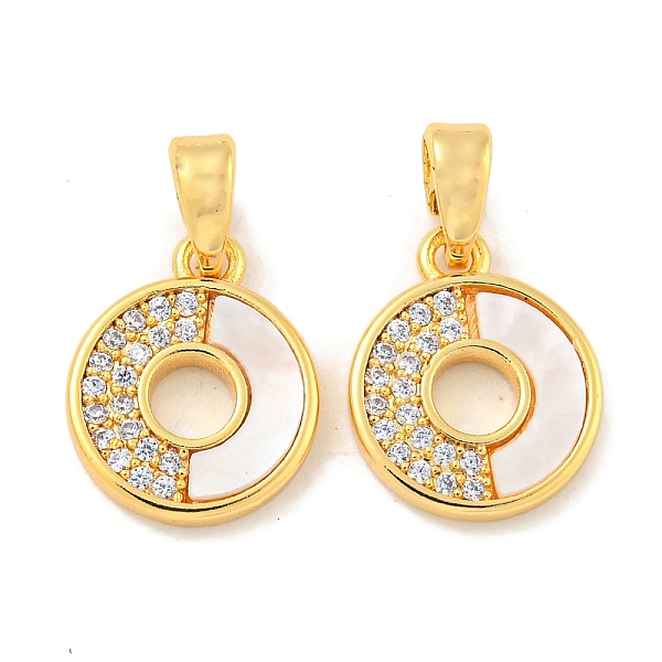

PandaHall Brass Micro Pave Clear Cubic Zirconia Pendants, with Shell, Flat Round, Real 18K Gold Plated, 13x10x2mm, Hole: 4x2mm Brass+Cubic...