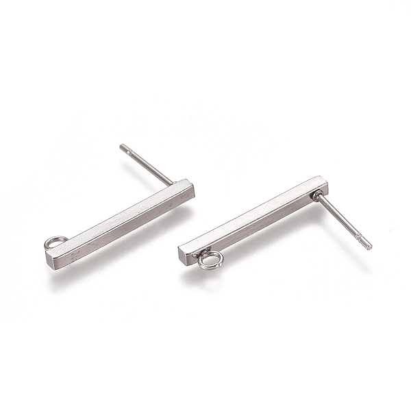 

PandaHall 304 Stainless Ear Stud Components, with Loop, Rectangle, Stainless Steel Color, 20x2x2mm, Hole: 1.5mm, Pin: 0.8mm 304 Stainless...