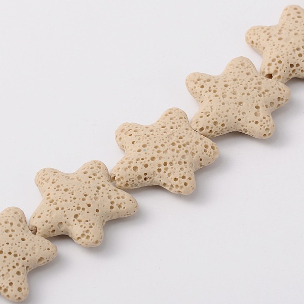 

PandaHall Natural Lava Rock Beads Strands, Starfish/Sea Stars, Dyed, Beige, 24~25x7~8mm, Hole: 1mm, about 18pcs/strand, 15 inch Lava Rock..., Yellow