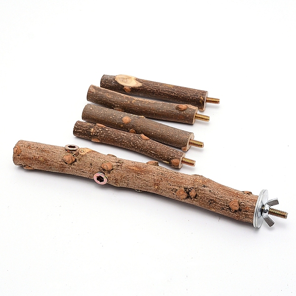 

PandaHall Satinwood Parrot Standing Twig, with Iron Finding, Pet Supplies, Coconut Brown, 22.9x23.5x23cm Wood Others