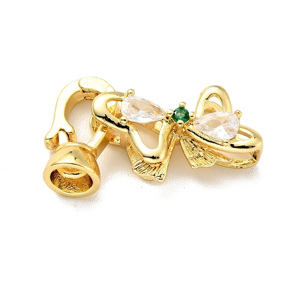 

PandaHall Rack Plating Brass Clear & Green Cubic Zirconia Fold Over Clasps, Cadmium Free & Lead Free, Long-Lasting Plated, Bowknot, Golden...