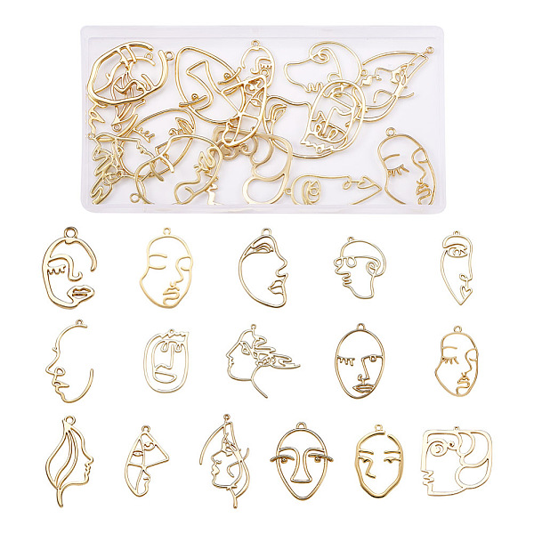 

PandaHall Craftdady 64Pcs 16 Style Alloy Open Back Bezel Pendants, For DIY UV Resin, Epoxy Resin, Pressed Flower Jewelry, Abstract Face...