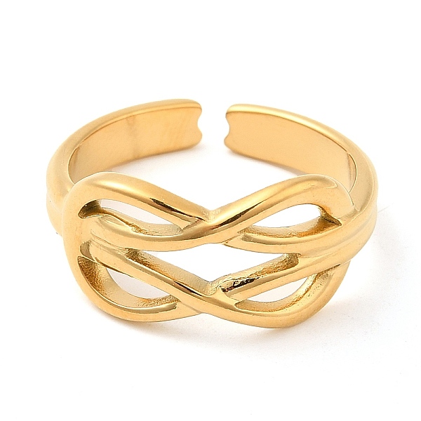 

PandaHall 304 Stainless Steel Hollow Knot Open Cuff Rings for Women, Real 18K Gold Plated, US Size 7 1/4(17.5mm) 304 Stainless Steel