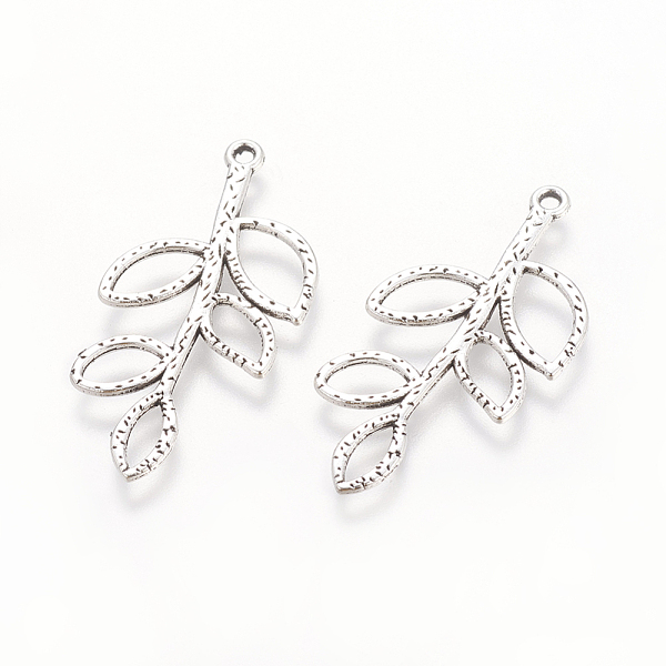 

PandaHall Tibetan Style Alloy Pendants, Lead Free & Cadmium Free, Leaf, Antique Silver, 38x18x2mm, Hole: 2mm Alloy Leaf