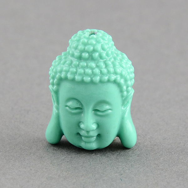 

PandaHall Synthetic Coral Beads, Dyed, Buddha Head, Aquamarine, 15.5x11x6mm, Hole: 1.5mm Synthetic Coral Human Green
