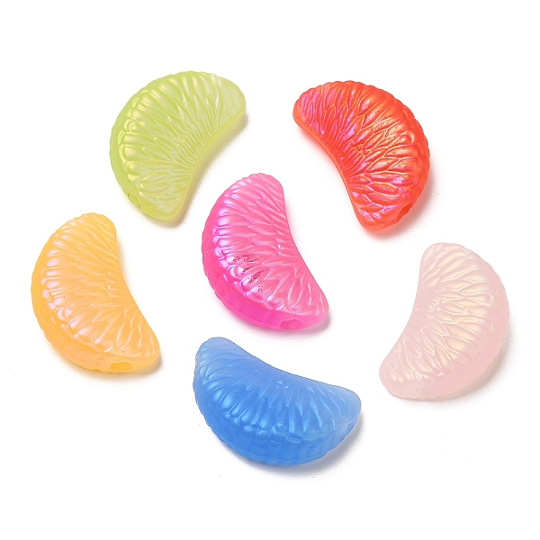 

PandaHall Baking Paint Rubberized Style Acrylic Beads, Split Orange Slice, Mixed Color, 17x28x9.5mm, Hole: 3.5mm Acrylic Orange Multicolor