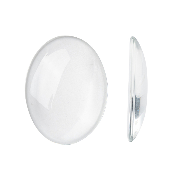 透明な楕円形のガラスカボション