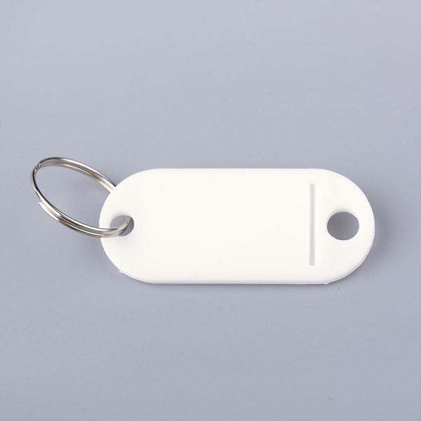 

PandaHall Plastic Badge Holders with Iron Rings, Tag Card Holder, Oval, White, 50.5x22x2.5mm, Hole: 7mm Plastic White