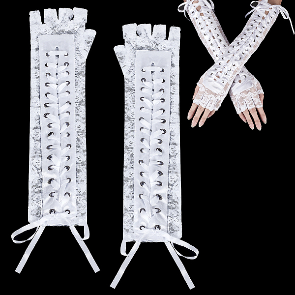 Polyester Lady Tulle Lace Oversleeve Gloves