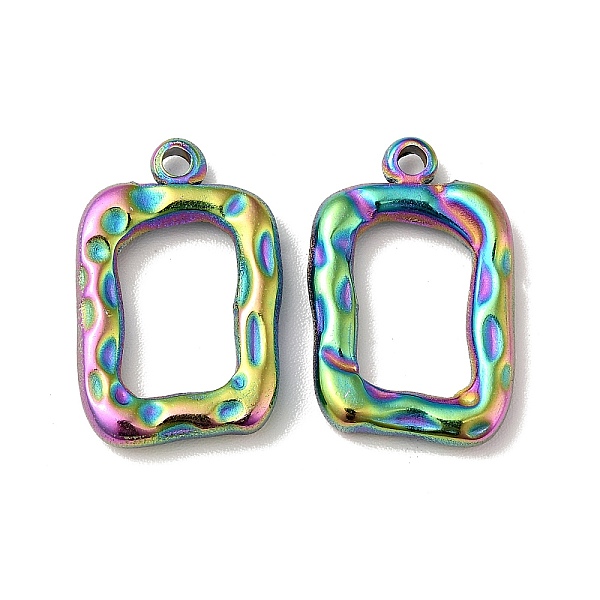 

PandaHall 304 Stainless Steel Hammered Pendants, Rectangle, Rainbow Color, 20x13x3mm, Hole: 1.6mm 304 Stainless Steel Rectangle