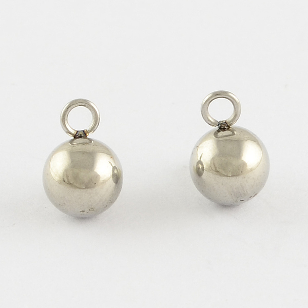 

PandaHall 201 Stainless Steel 3D Ball Round Charms Pendants, Stainless Steel Color, 9x5x5mm, Hole: 2.5mm 201 Stainless Steel Round