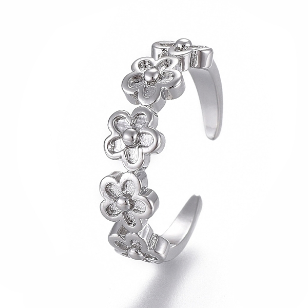 

PandaHall Adjustable Brass Toe Rings, Open Cuff Rings, Open Rings, Flower, Platinum, US Size 4 1/4(15mm) Brass