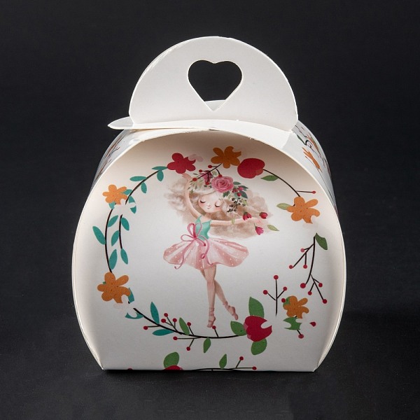 PandaHall Foldable Creative Kraft Paper Box, Wedding Favor Boxes, Favour Box, Paper Gift Box, Colorful, Girl Pattern, 7.2x7x8.3cm Paper...
