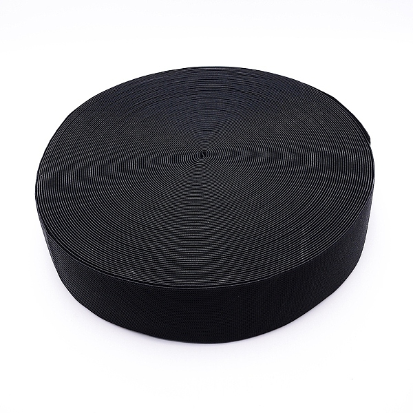 

PandaHall Latex Flat Elastic Rubber Band, Webbing Garment Sewing Accessories, Black, 50mm Elastic Fibre Flat Black