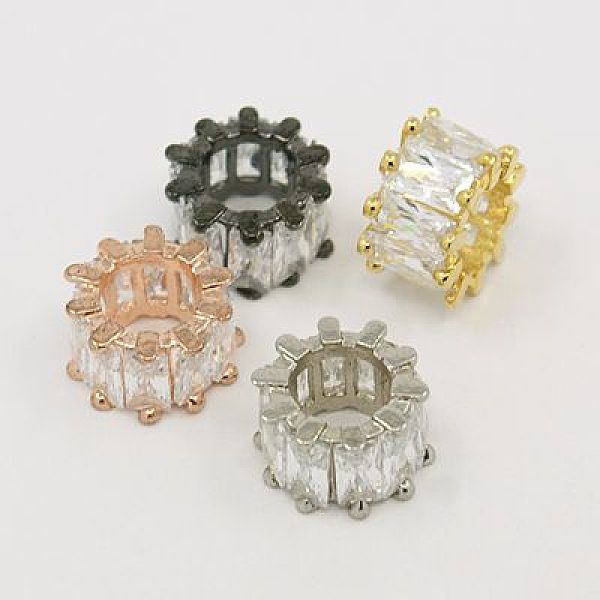 

PandaHall Brass Cubic Zirconia Beads, Column, Mixed Color, 10x6mm, Hole: 5.5mm Brass+Cubic Zirconia Column
