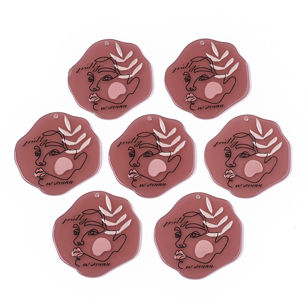 

PandaHall Acrylic Big Pendants, 3D Printed, Irregular, Abstract Face Pattern, Indian Red, 43x42x2.5mm, Hole: 2mm Acrylic Others Red