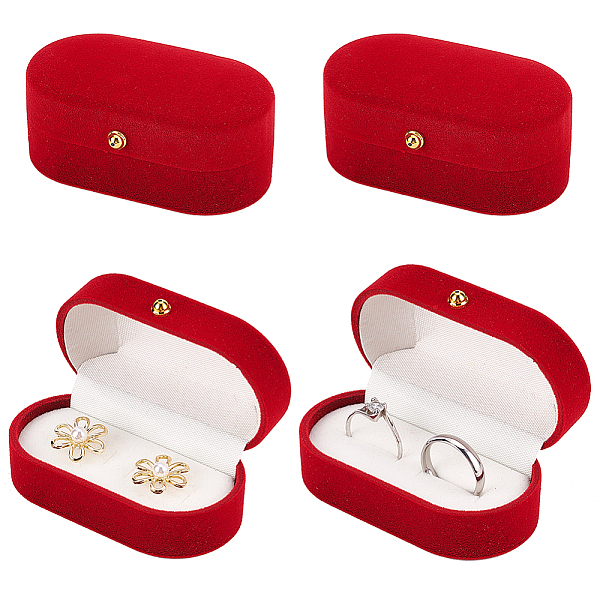 

PandaHall Oval Velvet Jewelry Box, Flip Case for Earring Studs, Rings Storage, Dark Red, 7.45x4x3.55cm Velvet Oval