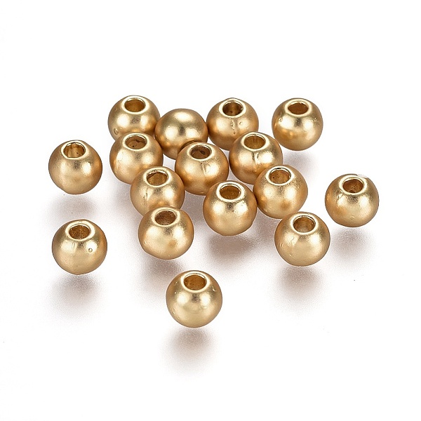 

PandaHall Alloy Spacer Beads, Lead Free & Nickel Free & Cadmium Free, Round, Matte Gold Color, 6x5mm, Hole: 2mm Alloy Round