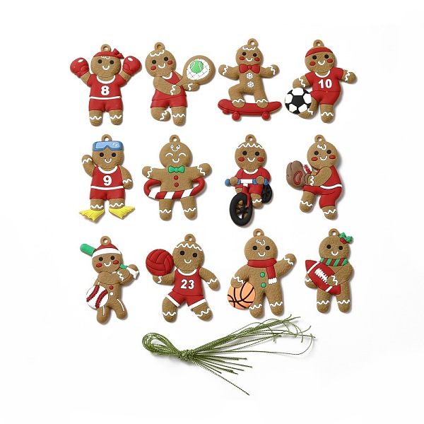 

PandaHall PVC Hanging Decorations, with Cord, Athlete Gingerbread Man, for Christmas, Mixed Color, Pendant: 72~82x40~63x3~4mm, Hole: 3.6mm..., Multicolor
