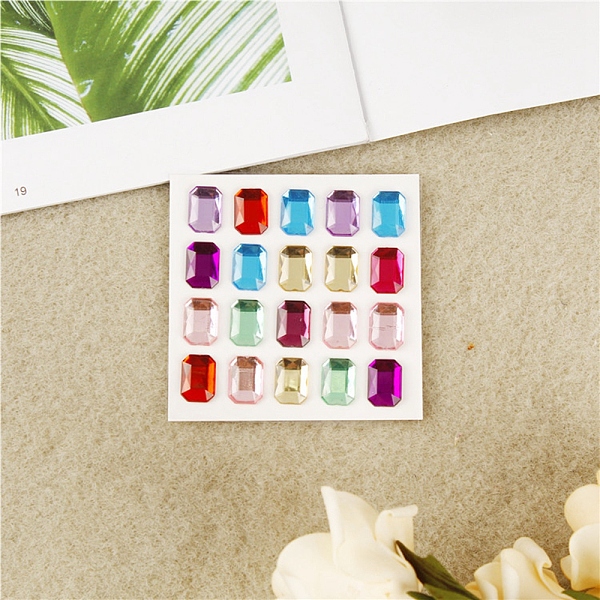 

PandaHall Self Adhesive Acrylic Rhinestone Stickers, for DIY Scrapbooking and Craft Decoration, Rectangle, 14x10mm Acrylic Rectangle