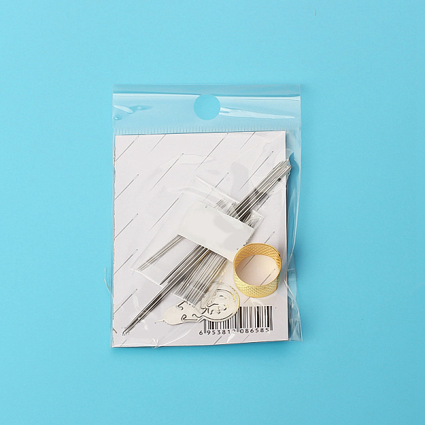 

PandaHall Steel Sewing Needles & Thimble & Threader Set, Big Eye Pointed Needles, for Embroidery, Patchwork, Stainless Steel Color, Packing...