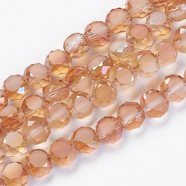 

PandaHall Electroplate Glass Beads, Half Plated, Faceted, Frosted, Flat Round, Sandy Brown, 6x3mm, Hole: 1mm Glass Flat Round Brown