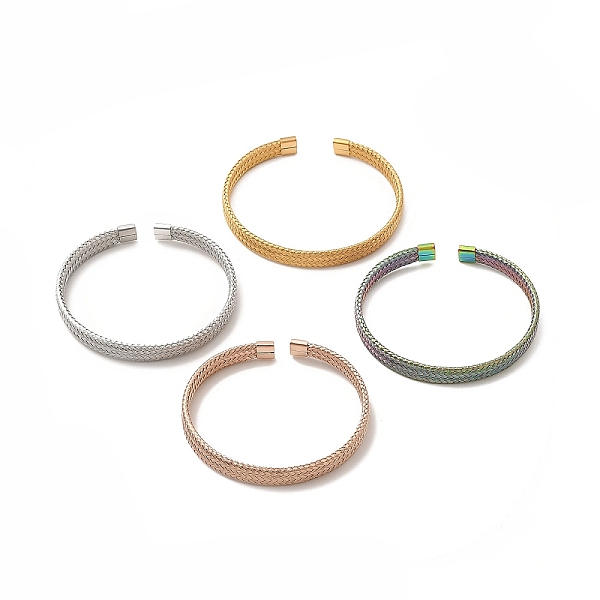 

PandaHall 304 Stainless Steel Mesh Chains Shape Open Cuff Bangle for Women, Mixed Color, Inner Diameter: 2-1/4x2-1/8 inch(5.4x5.8cm) 304...