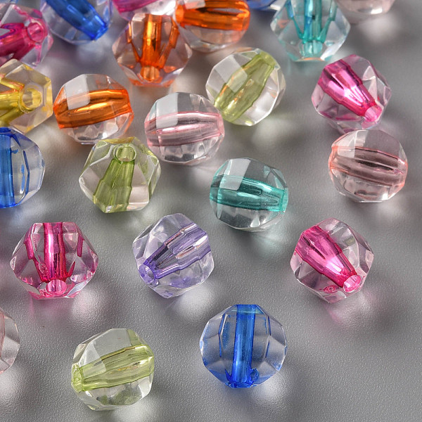 

PandaHall Transparent Acrylic Beads, Round, Faceted, Mixed Color, 9.5x10x9mm, Hole: 2mm, about 1000pcs/500g Acrylic Round Multicolor