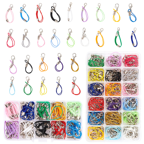 

PandaHall Mobile Straps, with Polyester String and Alloy Findings, Mixed Color, 70mm/86mm, 230strands/set Polyester Multicolor