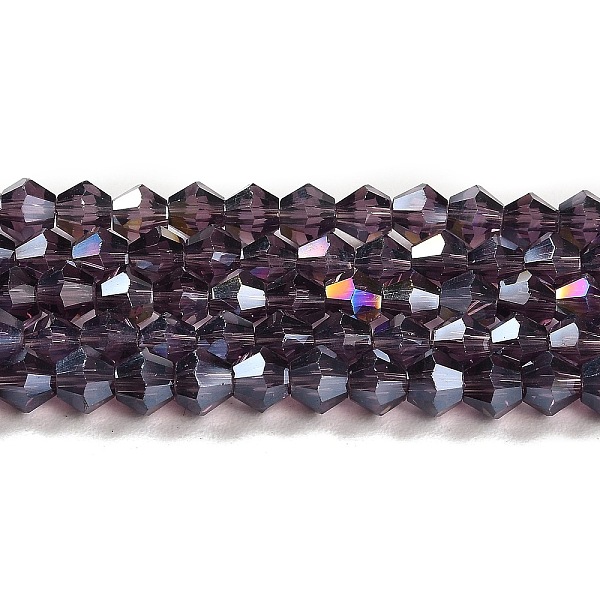 

PandaHall Transparent Electroplate Glass Beads Strands, AB Color Plated, Faceted, Bicone, Violet, 3x2.5mm, Hole: 0.7mm, about..., Purple
