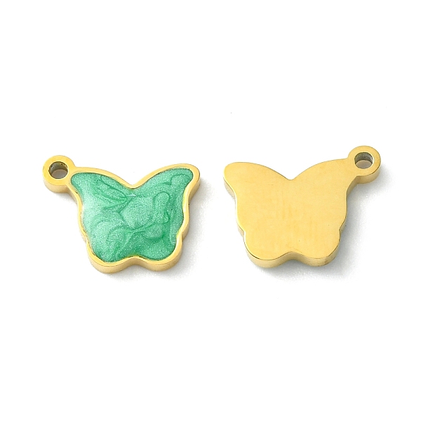 

PandaHall Ion Plating(IP) 304 Stainless Steel Manual Polishing Charms, with Enamel, Butterfly Charm, Golden, 8x11x2mm, Hole: 1.2mm Stainless...