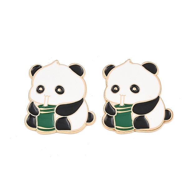 竹の合金エナメルカボション付きパンダ