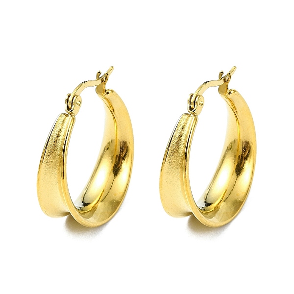 

PandaHall 304 Stainless Steel Hoop Earrings, Jewely foe Women, Real 18K Gold Plated, Round, 27x8.5mm 304 Stainless Steel Round