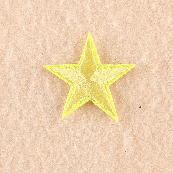 

PandaHall Computerized Embroidery Cloth Iron on/Sew on Patches, Costume Accessories, Appliques, Star, Yellow, 3x3cm Cloth Star Yellow