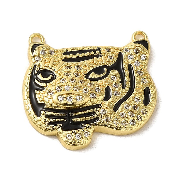 

PandaHall Brass Micro Pave Cubic Zirconia with Enamel Pendants, Tiger Charms, Real 18K Gold Plated, 20.5x21.5x4.5mm, Hole: 1.2mm Brass+Cubic..., Clear