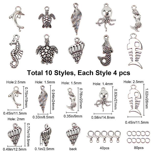 

PandaHall SUNNYCLUE DIY Ocean Themed Pendant Making Kits, Including Tibetan Style Alloy Pendants & Lobster Claw Clasps, Iron Jump Rings...