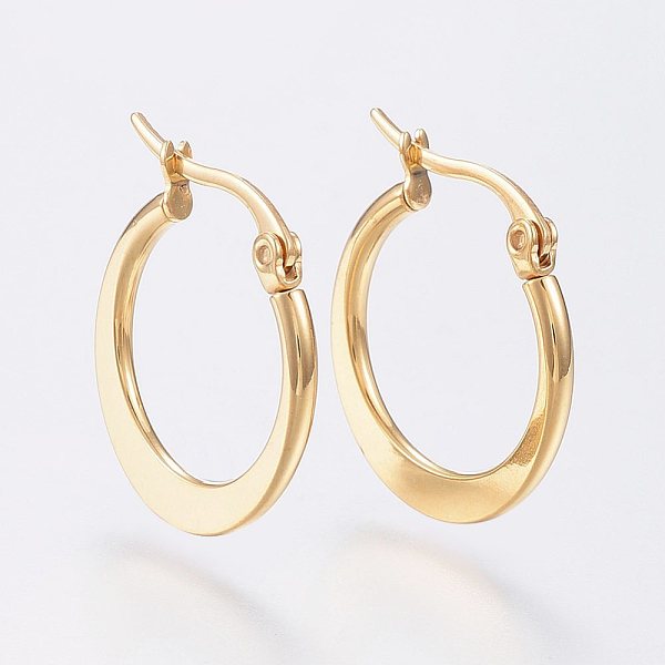 

PandaHall 304 Stainless Steel Hoop Earrings, Hypoallergenic Earrings, Flat Ring Shape, Golden, 19~21x2mm, Pin: 0.7x1mm 304 Stainless Steel...